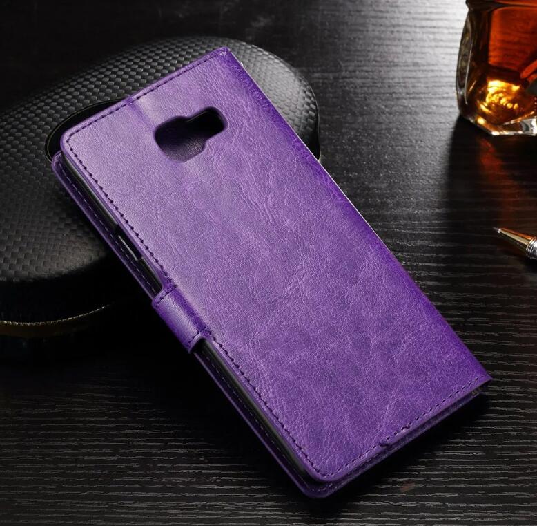 Galaxy J5 Prime Vintage Fine Leather Wallet Case - Purple