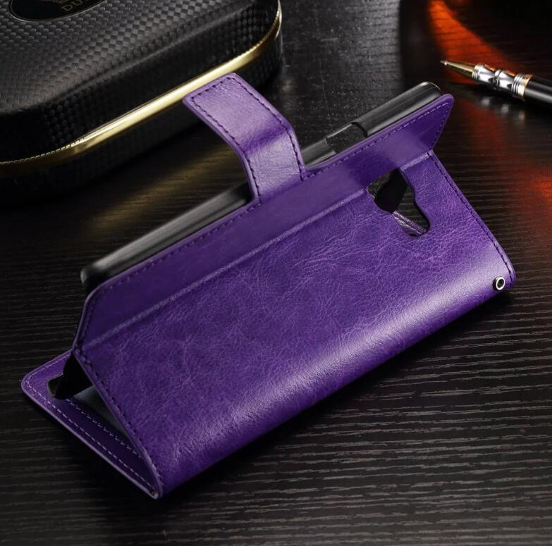 Galaxy J5 Prime Vintage Fine Leather Wallet Case - Purple