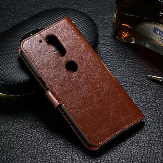 Moto G4 Plus Vintage Fine Leather Wallet Case+combo - Brown