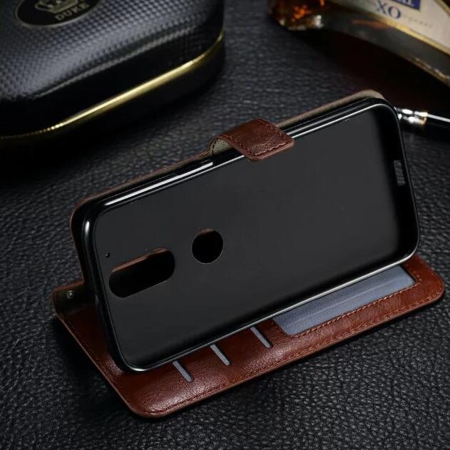 Moto G4 Plus Vintage Fine Leather Wallet Case+combo - Brown