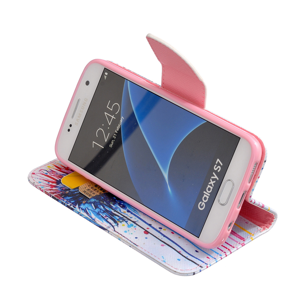 Galaxy S7 case wallet leather case printed