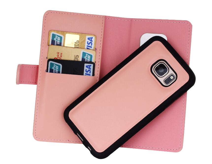 GALAXY S7 double wallet  Leather Zip case detachable