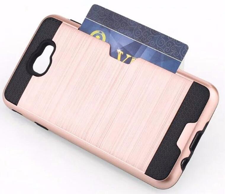 Galaxy J7 prime impact proof hybrid case card clip Brushed Metal Texture Galaxy J7 prime impact proof hybrid case card clip Brushed Metal Texture