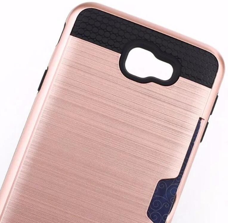 Galaxy J7 prime impact proof hybrid case card clip Brushed Metal Texture Galaxy J7 prime impact proof hybrid case card clip Brushed Metal Texture