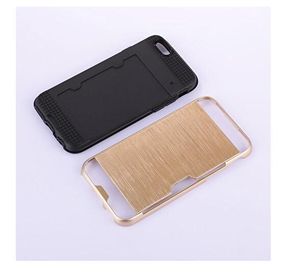 iphone 6 6s plus impact proof hybrid case card clip Brushed Metal Texture