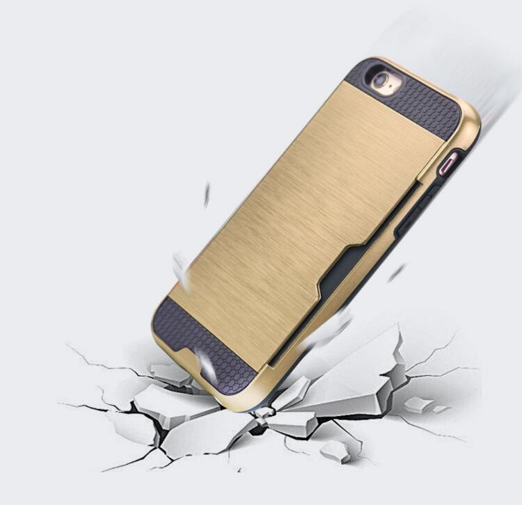 iphone 6 6s plus impact proof hybrid case card clip Brushed Metal Texture