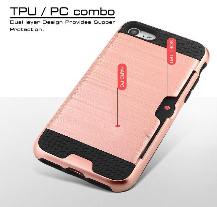 iphone 6 6s plus impact proof hybrid case card clip Brushed Metal Texture