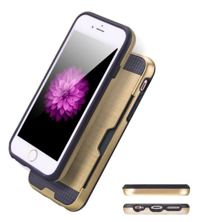 iphone 6 6s plus impact proof hybrid case card clip Brushed Metal Texture