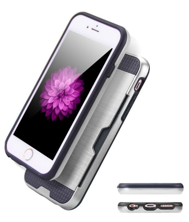 iphone 6 6s plus impact proof hybrid case card clip Brushed Metal Texture iphone 6 6s plus impact proof hybrid case card clip Brushed Metal Texture