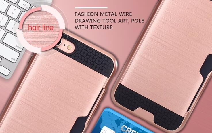 iphone 6 6s impact proof hybrid case card clip Brushed Metal Texture