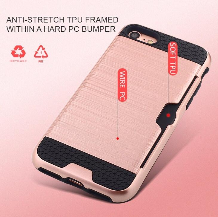 iphone 6 6s impact proof hybrid case card clip Brushed Metal Texture