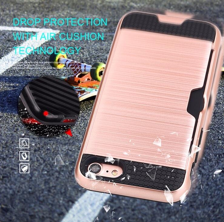iphone 6 6s impact proof hybrid case card clip Brushed Metal Texture
