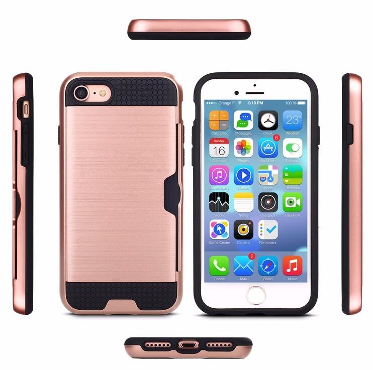 iphone 6 6s impact proof hybrid case card clip Brushed Metal Texture