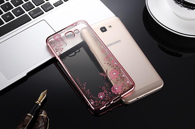 Samsung Galaxy J5 PRIME soft gel tpu case luxury bling shiny floral case