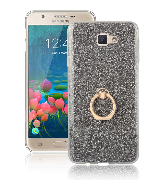 Gaxlaxy J5 Prime Soft tpu Bling Kickstand Case with Ring Rotary Metal Mount