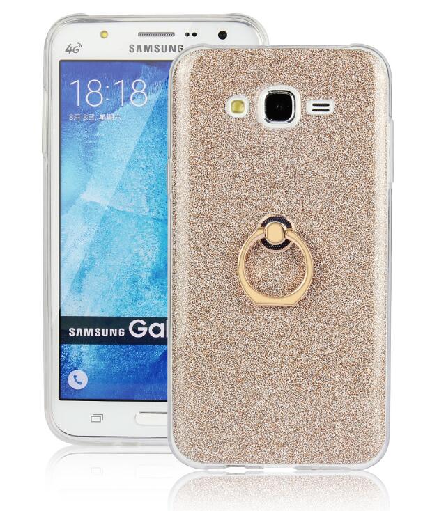 Gaxlaxy J7 Soft tpu Bling Kickstand Case with Ring Rotary Metal Mount