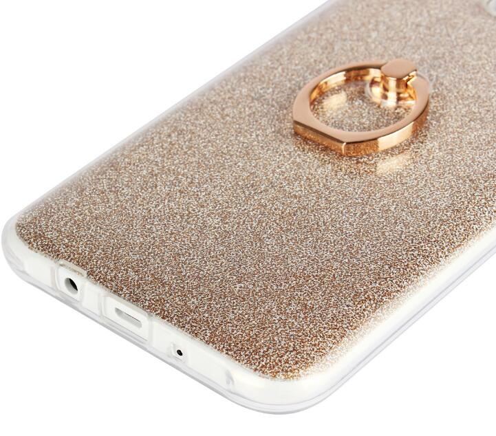 Gaxlaxy S6 Soft tpu Bling Kickstand Case with Ring Rotary Metal Mount