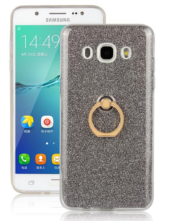 Gaxlaxy J7 2016 Soft tpu Bling Kickstand Case with Ring Rotary Metal Mount