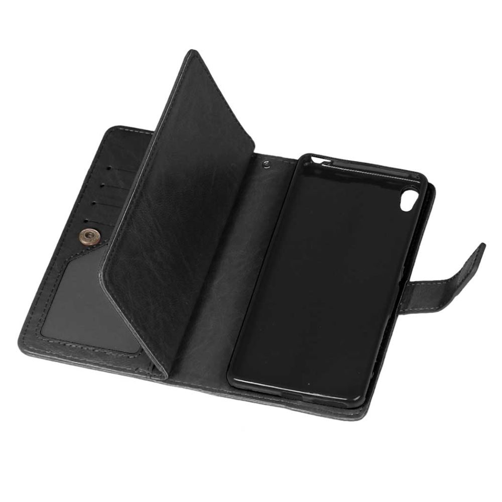 Sony Xperia Xa Double Wallet Leather Case Detachable - Black Sony Xperia Xa Double Wallet Leather Case Detachable - Black