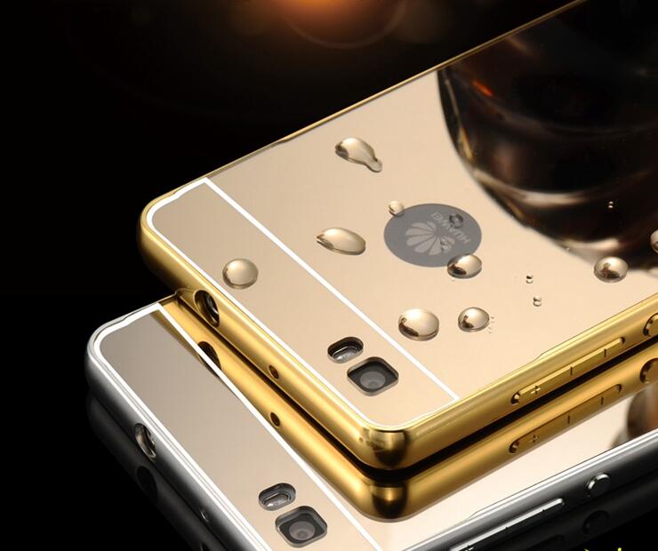 HUAWEI P8 lite case Slim Metal bumper with mirror back cover case