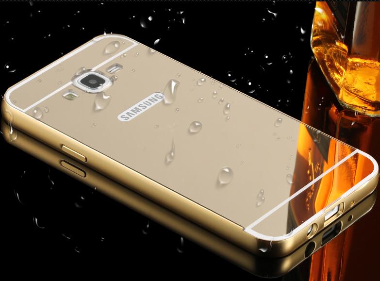 Galaxy J5 Slim Metal bumper with mirror back cover case