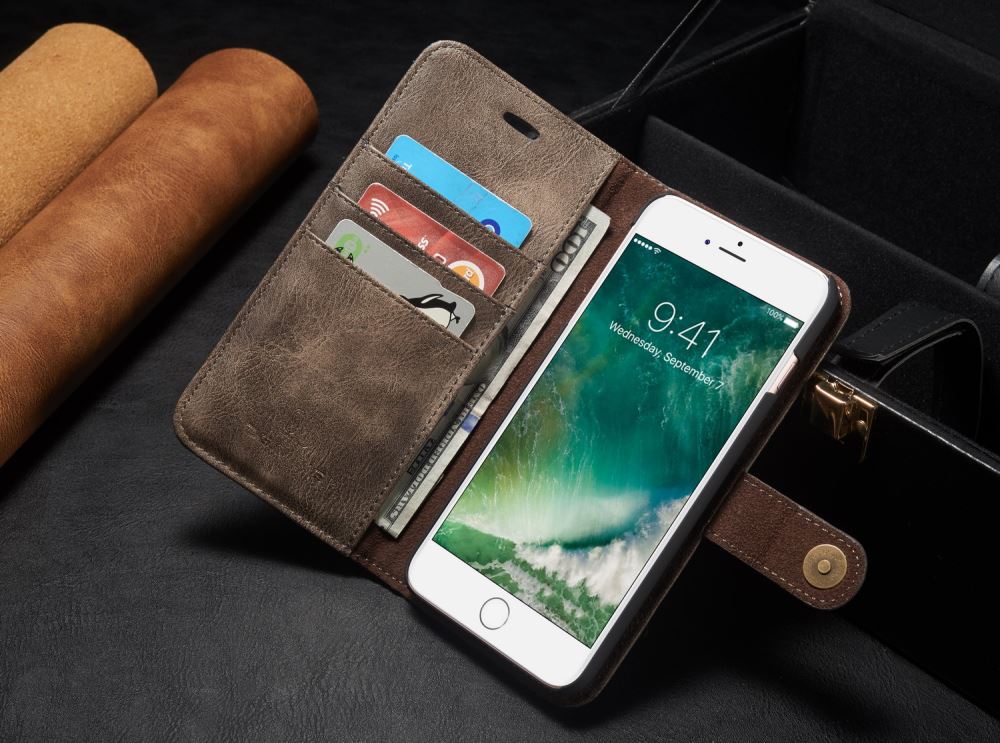 iPhone 7 plus case wallet 3 cards leather detachable case