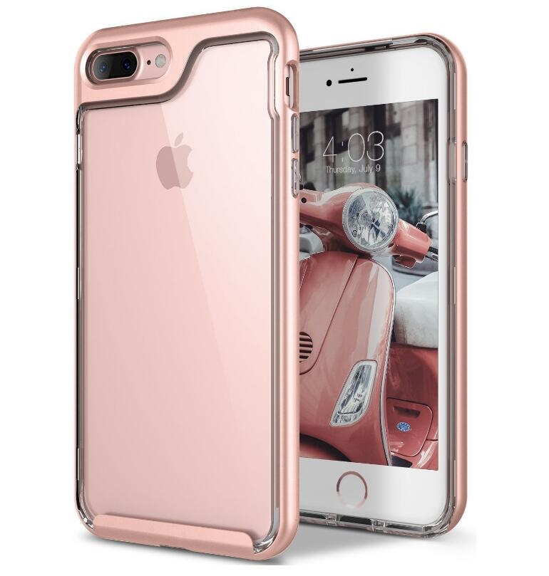iPhone 7 Plus case plating bumper with clear gel back cover case