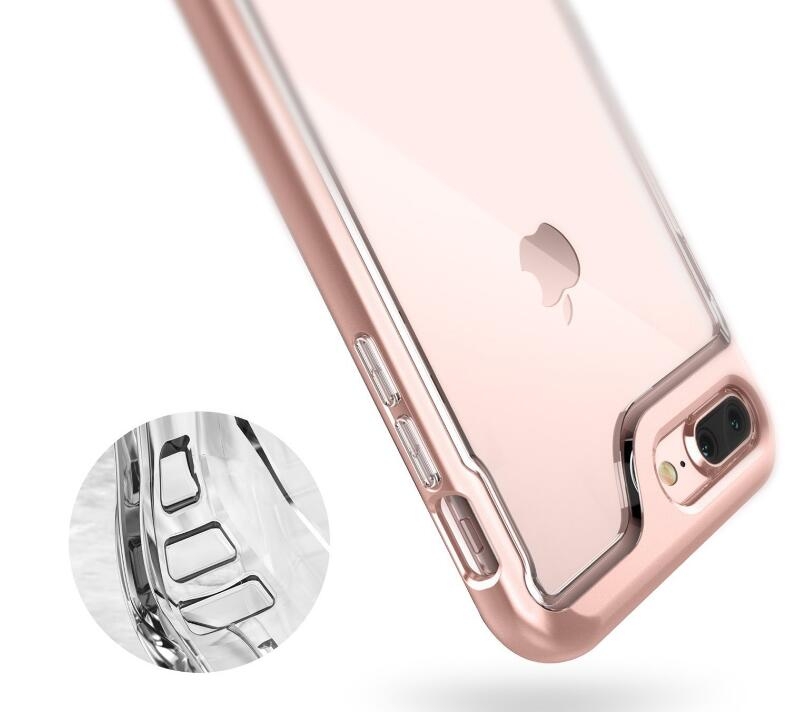 iPhone 7 Plus case plating bumper with clear gel back cover case