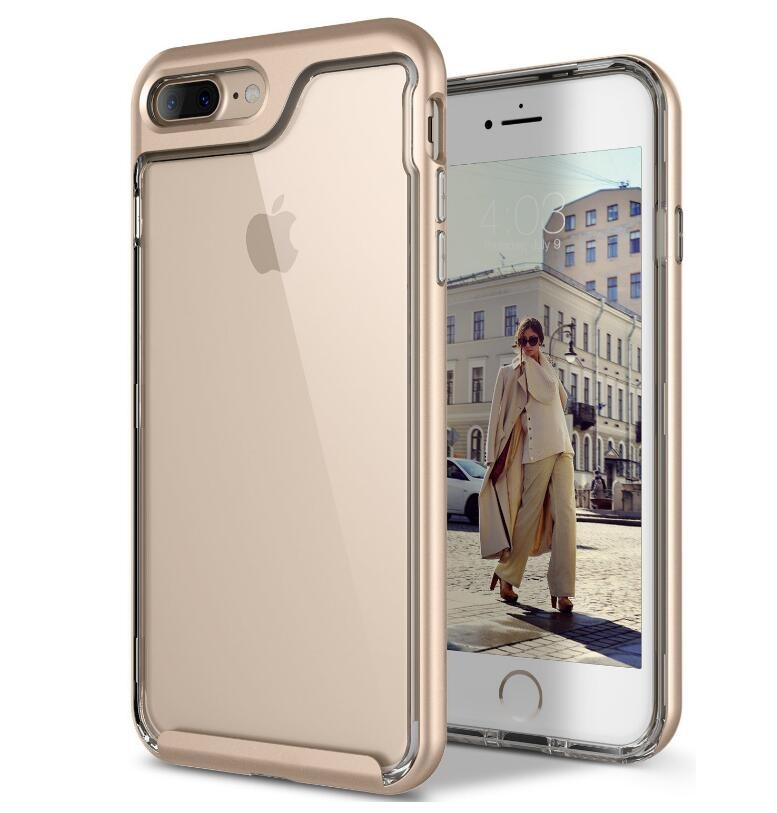 iPhone 7 Plus case plating bumper with clear gel back cover case