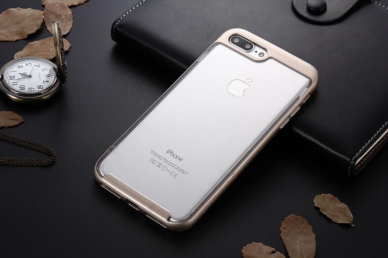 iPhone 7 Plus case plating bumper with clear gel back cover case