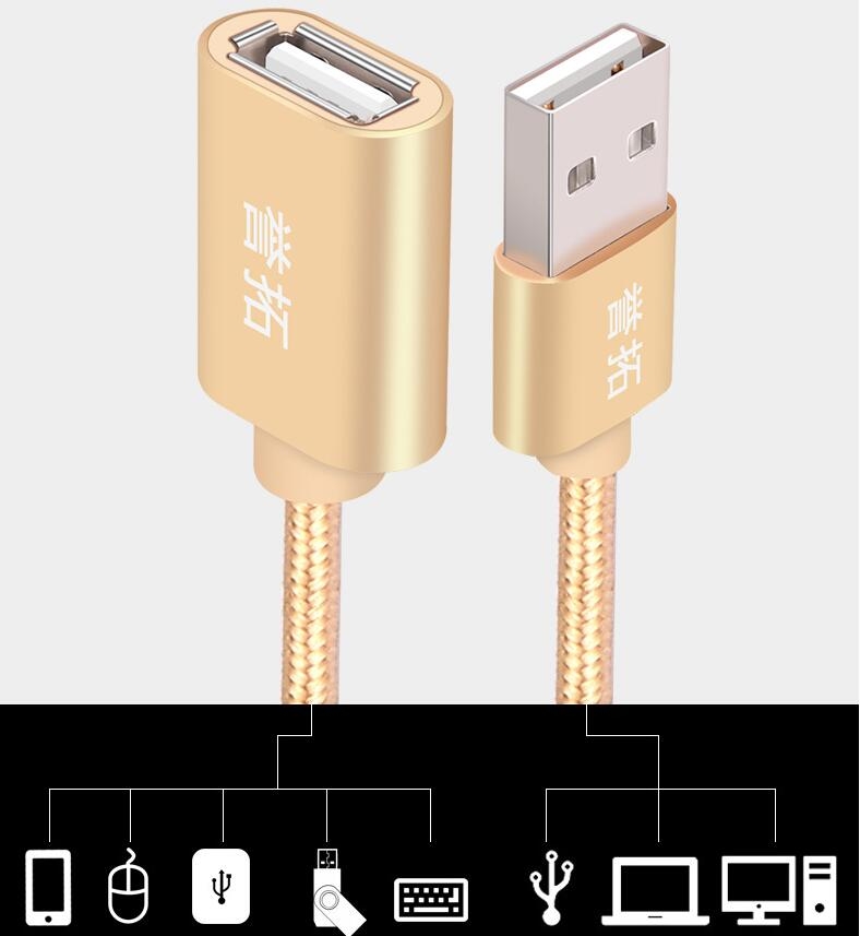 USB Data Repeater Male to Female Extension Cable Nylon Fabric Braised