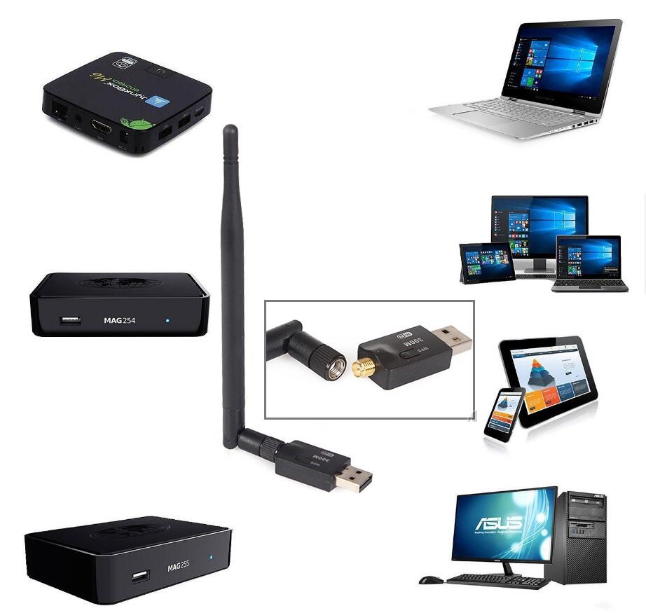 300M USB2.0 Wifi Wireless Network Adapter Dongle+Antenna 802.11n/g/b LAN Card