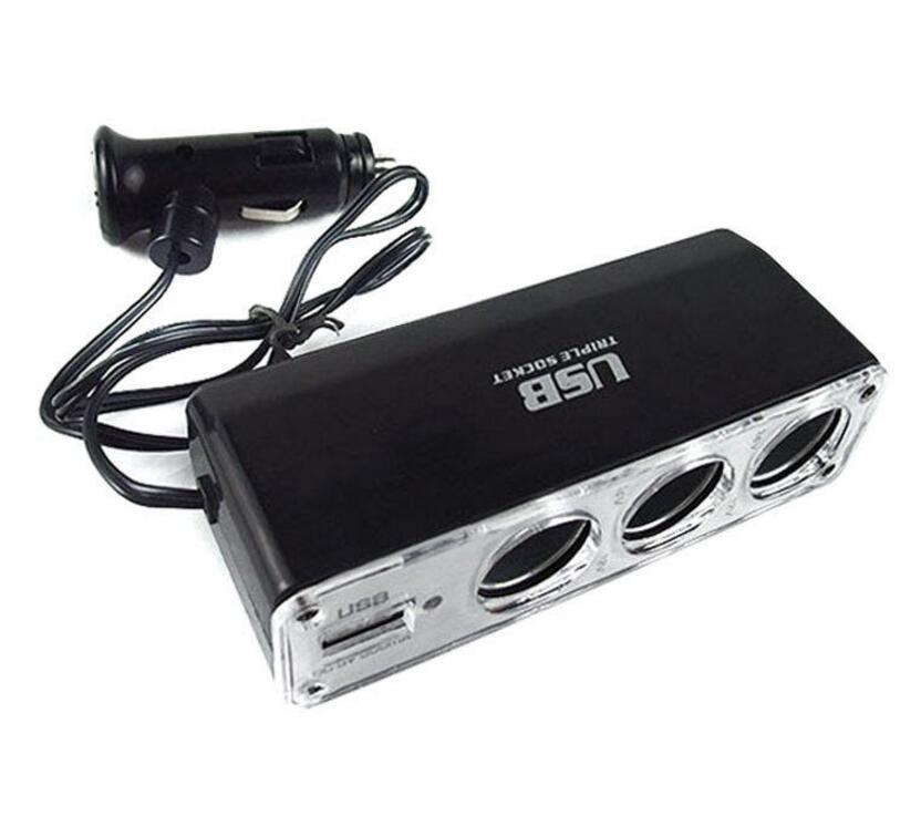 Car Cigarette Lighter Multi Socket Splitter 3 Way USB Charger Port