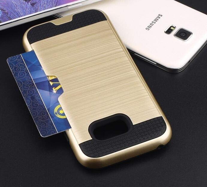 Galaxy A7 2017 impact proof hybrid case card clip Brushed Metal Texture Galaxy A7 2017 impact proof hybrid case card clip Brushed Metal Texture