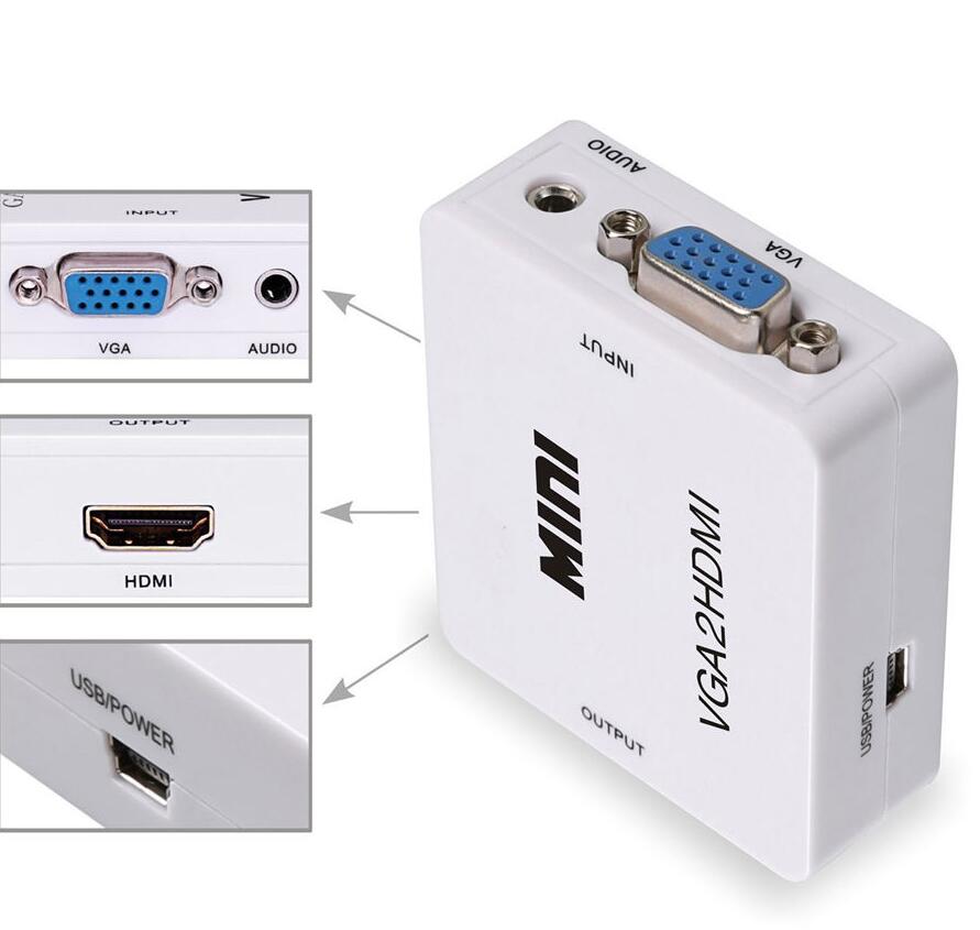 VGA to HDMI Video and Audio Video Converter Adapter for HDTVs