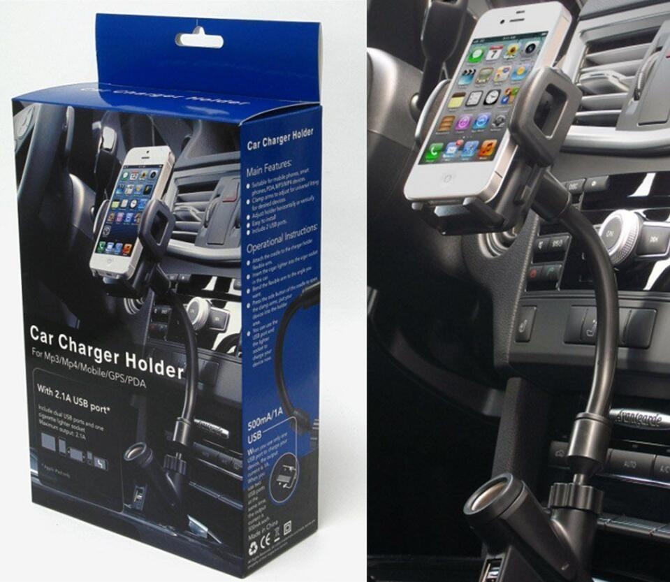 Car Charger Mount Holder for Cell Phone with 2 Dual USB Port Car Charger Mount Holder for Cell Phone with 2 Dual USB Port