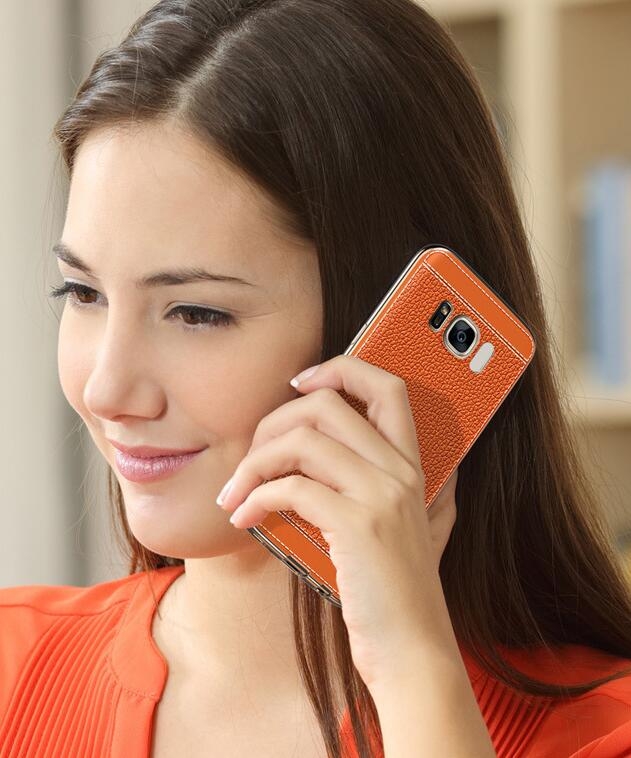 Galaxy S8 Slim Bumper with back TPU Leather soft Case