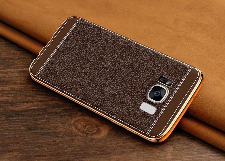 Galaxy S8 Slim Bumper with back TPU Leather soft Case