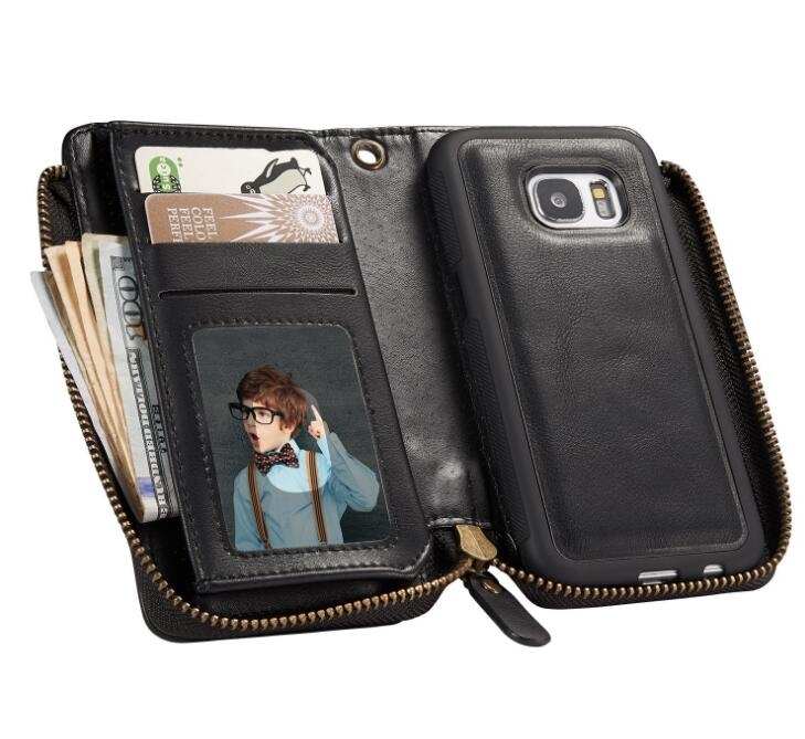 Samsung Galaxy S7 Edge retro wallet Leather Zip case detachable Samsung Galaxy S7 Edge retro wallet Leather Zip case detachable