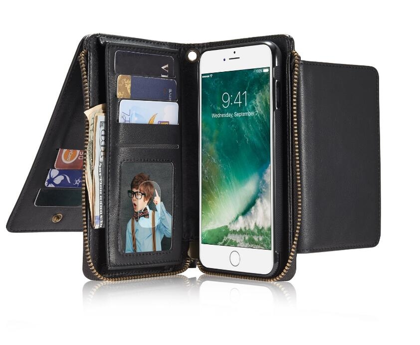 iPhone 7 Plus retro wallet Leather Zip case detachable iPhone 7 Plus retro wallet Leather Zip case detachable