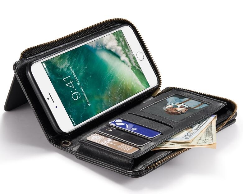 iPhone 7 Plus retro wallet Leather Zip case detachable iPhone 7 Plus retro wallet Leather Zip case detachable
