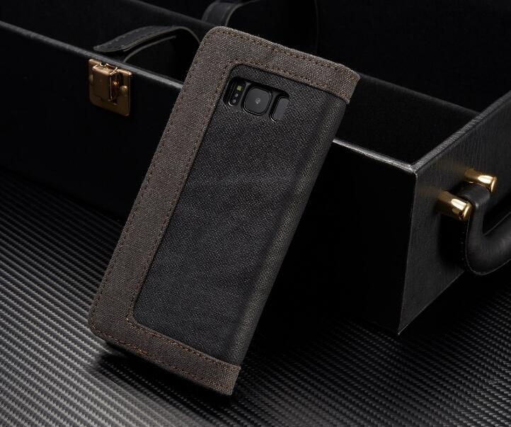Galaxy S8 contrast denim folio wallet case magnetic closure