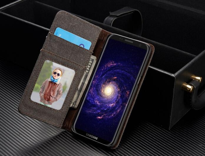 Galaxy S8 contrast denim folio wallet case magnetic closure
