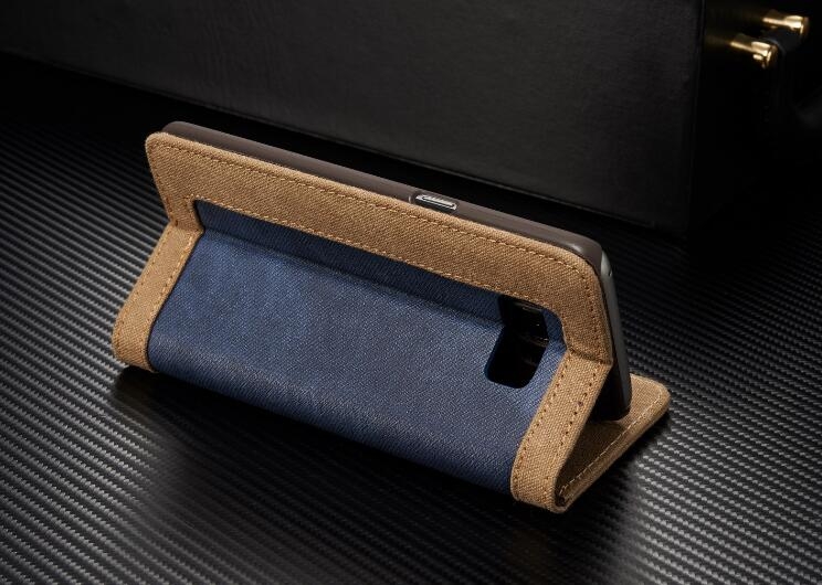 Galaxy S8 plus contrast denim folio wallet case magnetic closure