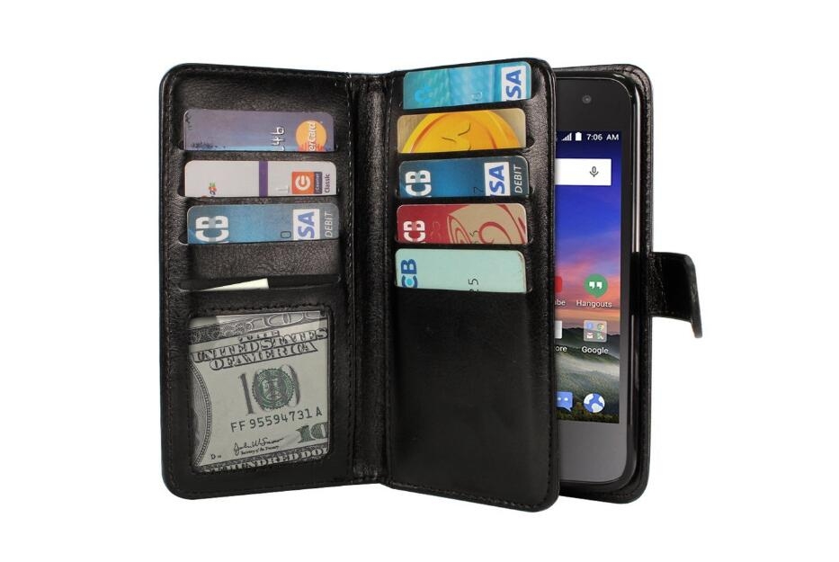 Galaxy J5 Prime Double Wallet Leather Case 9 Card Slots - Hot Pink
