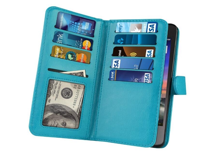 Htc M8 Double Wallet Leather Case 9 Card Slots - Rose Gold