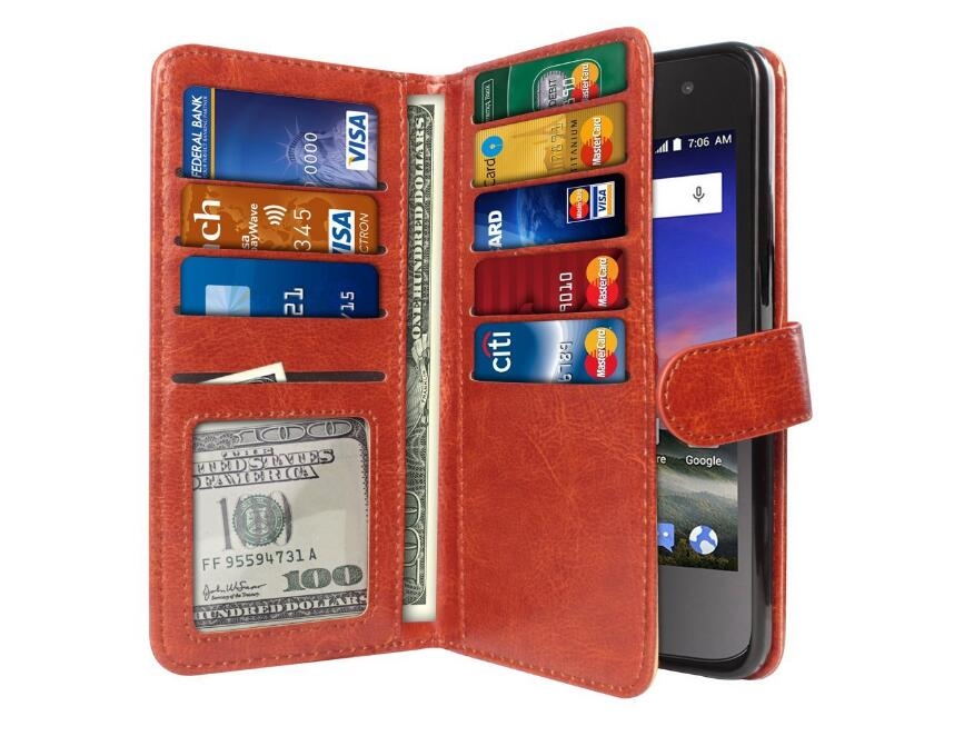 Htc M8 Double Wallet Leather Case 9 Card Slots - Rose Gold
