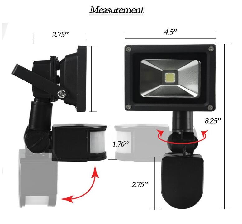 Lighting  Sensor Outdoor White LED Flood Light -10W