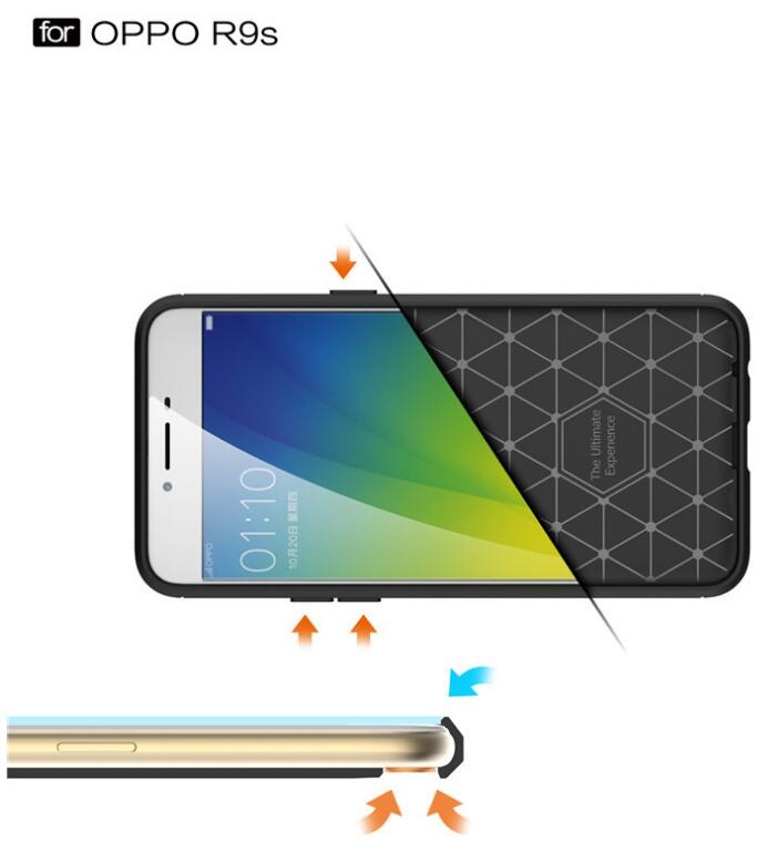 Oppo R9S case impact proof rugged case with carbon fiber