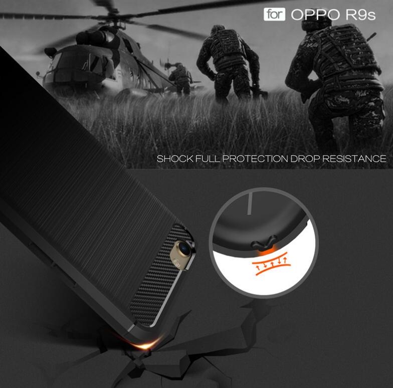 Oppo R9S case impact proof rugged case with carbon fiber